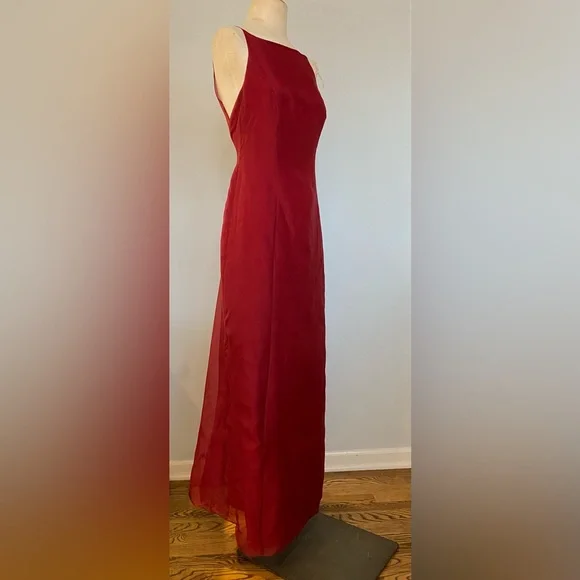 ann taylor red satin dress Ann Taylor | Dresses | Vintage Ann Taylor Crimson Red Silk Organza Gown  High Neck Dress